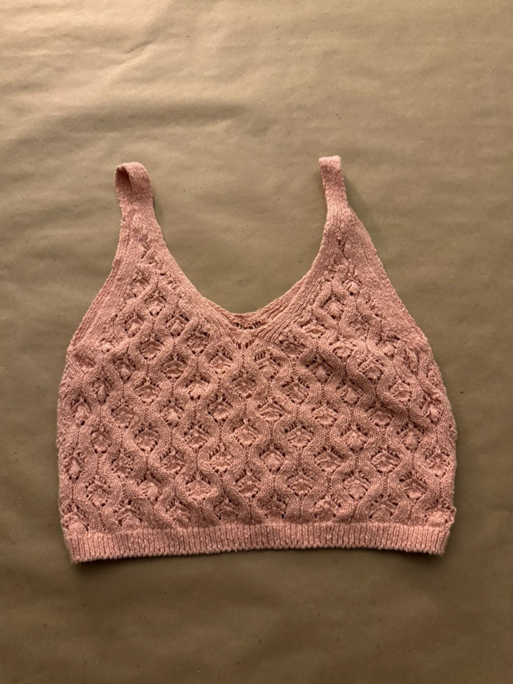 Zara Light Pink Crochet Cropped Tank Small Euro Summer Vacation Holiday Preppy